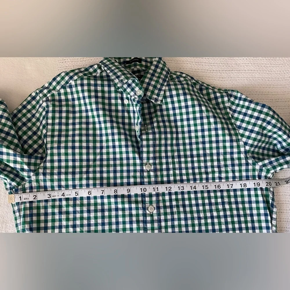 J. Crew Green Casual Button Down Shirt with Gingham Pattern